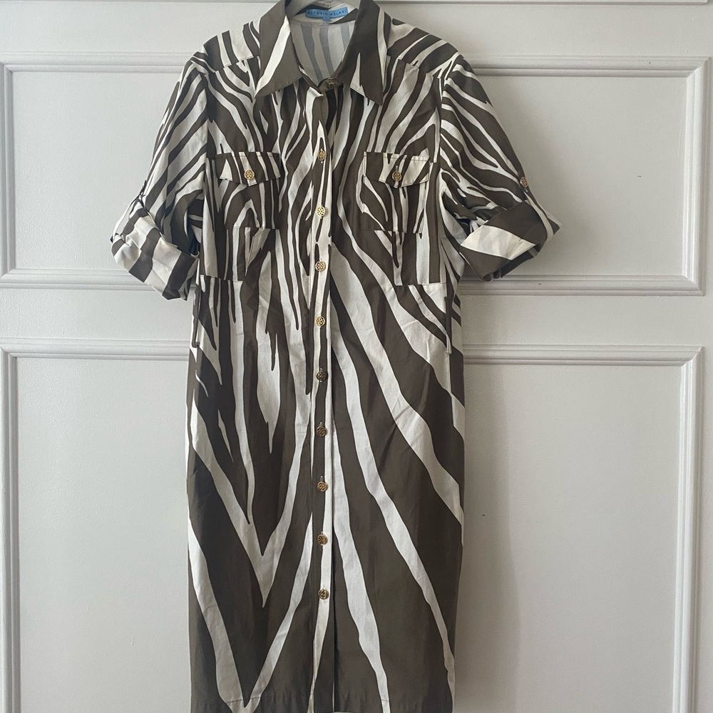 Zebra Print Button-Up Dress